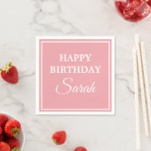 Serviette En Papier Joyeux anniversaire rose blanc (En situation)