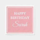 Serviette En Papier Joyeux anniversaire rose blanc (Devant)