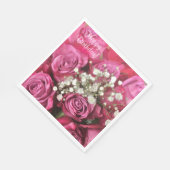 Serviette En Papier Joyeux Anniversaire Rose Bouquet (Coin)