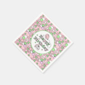 Serviette En Papier Joyeux anniversaire rose et vert (Coin)