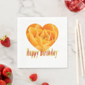 Serviette En Papier Joyeux anniversaire rose jaune coeur1 (En situation)