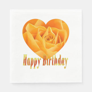 Serviette En Papier Joyeux anniversaire rose jaune coeur1