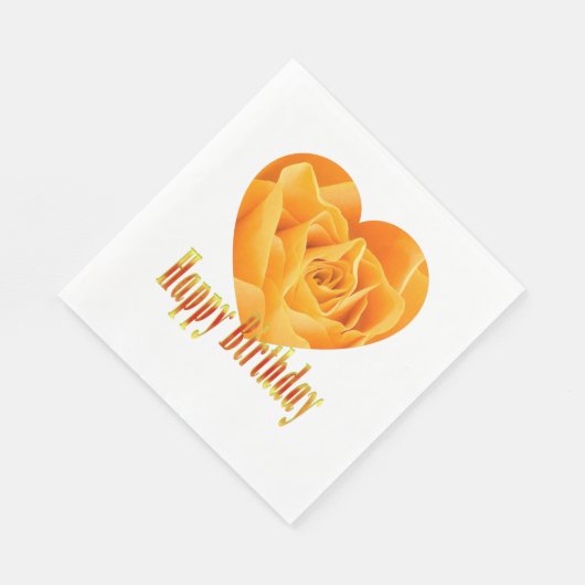 Serviette En Papier Joyeux anniversaire rose jaune coeur1 (Coin)