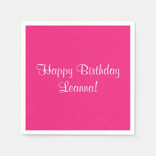 Serviette En Papier Joyeux anniversaire rose (nom) Leanna (Devant)