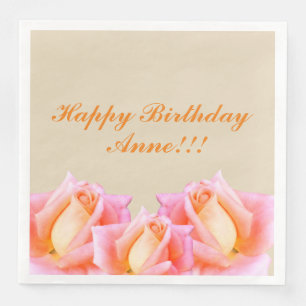 Serviette En Papier Joyeux Anniversaire Roses roses roses