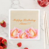 Serviette En Papier Joyeux Anniversaire Roses roses roses (En situation)