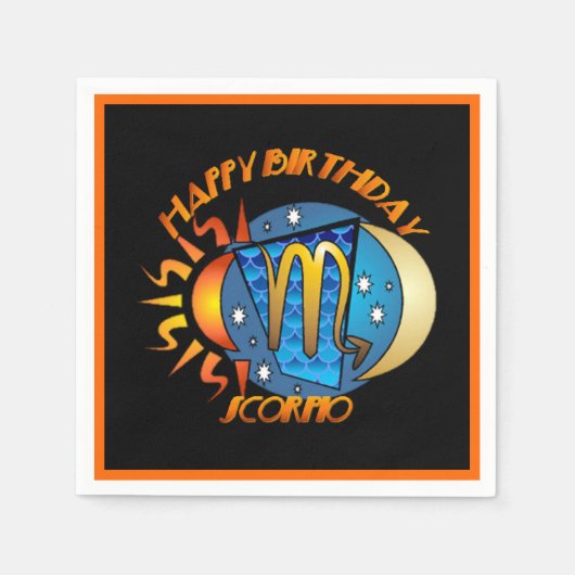 Serviette En Papier Joyeux Anniversaire Scorpio Zodiac Signal de naiss (Devant)