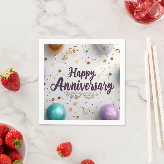 Serviette En Papier Joyeux Anniversaire serviettes (En situation)