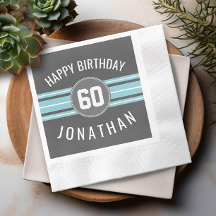 Serviette En Papier Joyeux Anniversaire Sports Jersey Stripes Nom et 