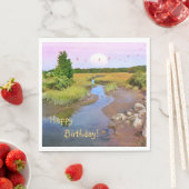 Serviette En Papier Joyeux Anniversaire Sunset Seashore (En situation)