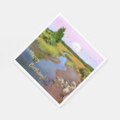 Serviette En Papier Joyeux Anniversaire Sunset Seashore (Coin)