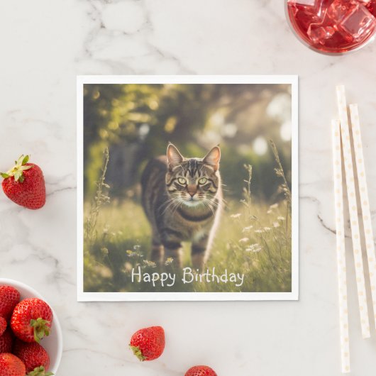 Serviette En Papier Joyeux anniversaire Tabby Cat (En situation)