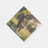 Serviette En Papier Joyeux anniversaire Tabby Cat (Coin)