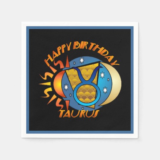 Serviette En Papier Joyeux Anniversaire Taurus Zodiac Signal de naissa (Devant)