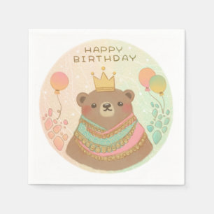 Serviette En Papier Joyeux anniversaire Teddy Bear Illustration