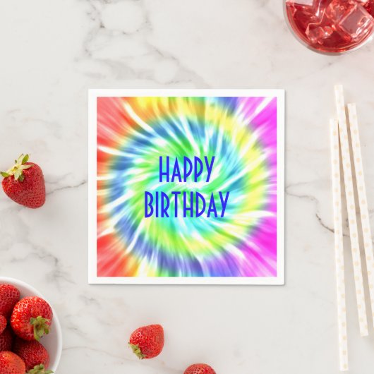 Serviette En Papier Joyeux Anniversaire Tie Dye Papier Napkin (En situation)