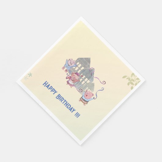 Serviette En Papier Joyeux Anniversaire Trois Petits Chiens Célébrant (Coin)