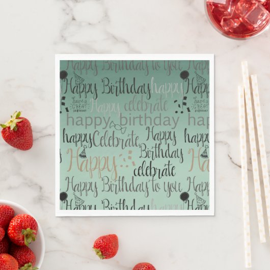 Serviette En Papier Joyeux Anniversaire Vert (En situation)