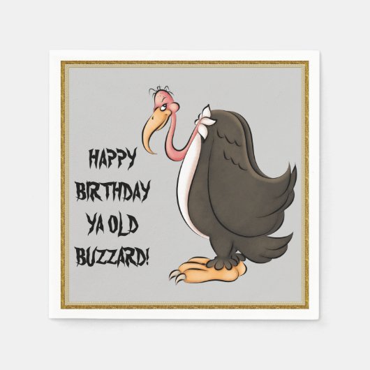 Serviette En Papier Joyeux Anniversaire Vieux Buzzard serviettes en pa (Devant)