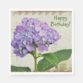 Serviette En Papier Joyeux Anniversaire violet Hydrangea (Devant)