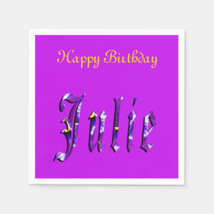 Serviette En Papier Joyeux Anniversaire violet Logo de Julie,