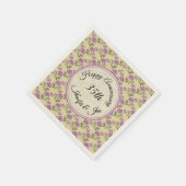 Serviette En Papier Joyeux Anniversaire violet violet sur jaune pâle (Coin)