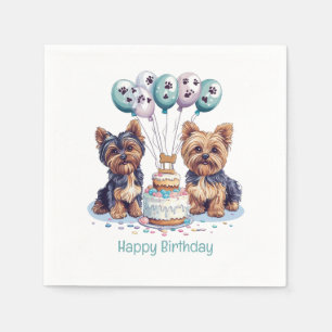 Serviette En Papier Joyeux anniversaire Yorkie Chien