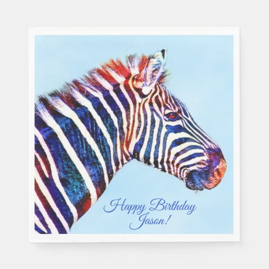 Serviette En Papier Joyeux anniversaire Zebra Imprimer des serviettes (Devant)