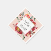 Serviette En Papier Joyeux Après, Fleurs Aquarelles Rouges, Blush (Coin)