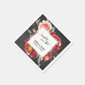 Serviette En Papier Joyeux Après, Rouge Bouquet Chalkboard (Coin)