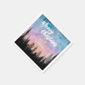 Serviette En Papier Joyeux arbre de Noël Forêt de script de nuit (Coin)