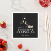Serviette En Papier Joyeux arbre de Noël noir (En situation)