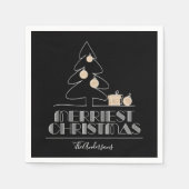 Serviette En Papier Joyeux arbre de Noël noir (Devant)