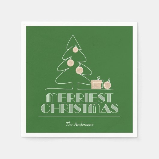 Serviette En Papier Joyeux arbre de Noël vert (Devant)