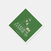 Serviette En Papier Joyeux arbre de Noël vert (Coin)