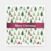 Serviette En Papier Joyeux arbres de Noël rouges verts (Devant)