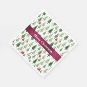 Serviette En Papier Joyeux arbres de Noël rouges verts (Coin)