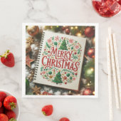 Serviette En Papier Joyeux arrière - plan ornements de Noël (En situation)