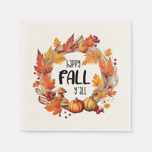 Serviette En Papier Joyeux automne Y'all (Devant)