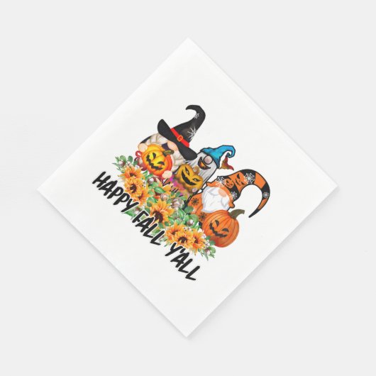 Serviette En Papier Joyeux automne Y'all Gnome Leopard Gnome Sunflower (Coin)