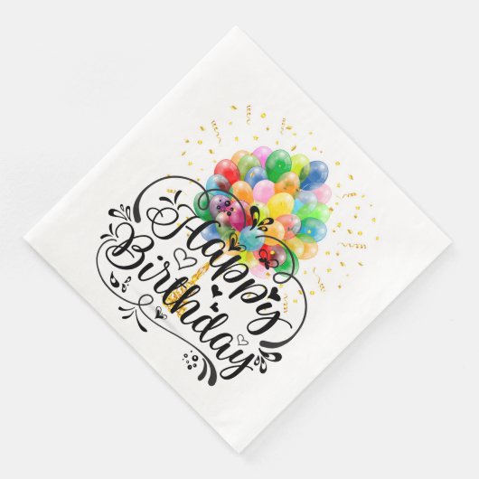 Serviette En Papier Joyeux Ballons d'anniversaire (Coin)