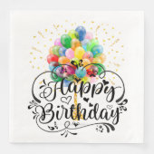 Serviette En Papier Joyeux Ballons d'anniversaire (Devant)