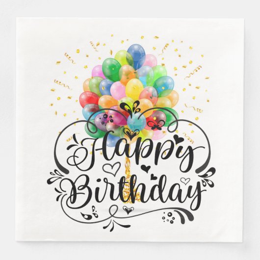 Serviette En Papier Joyeux Ballons d'anniversaire (Devant)