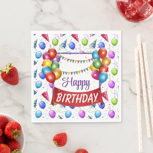 Serviette En Papier Joyeux Ballons d'anniversaire (En situation)