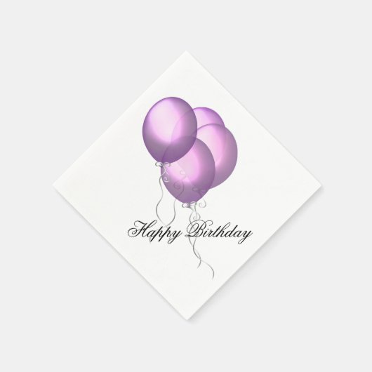 Serviette En Papier Joyeux Ballons d'anniversaire Lavande (Coin)