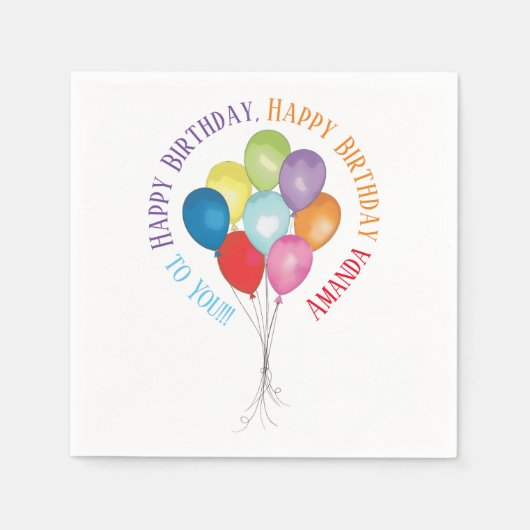 Serviette En Papier Joyeux Ballons d'Anniversaire Papier modifiable se (Devant)