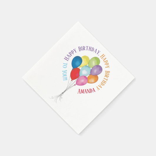 Serviette En Papier Joyeux Ballons d'Anniversaire Papier modifiable se (Coin)