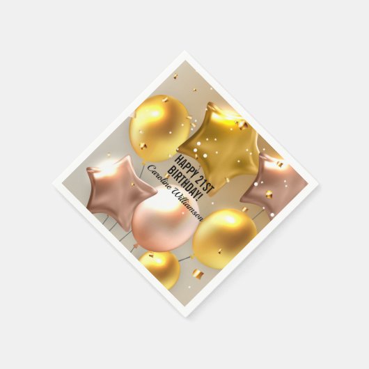 Serviette En Papier Joyeux Ballons d'anniversaire Parties scintillant  (Coin)