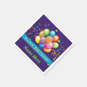 Serviette En Papier Joyeux ballons d'anniversaire - Personnaliser viol (Coin)
