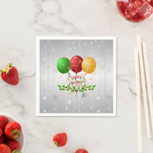Serviette En Papier Joyeux Ballons de Noël et Confetti